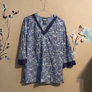 L.L. Bean tropical printed hooded tunic beach cover up L